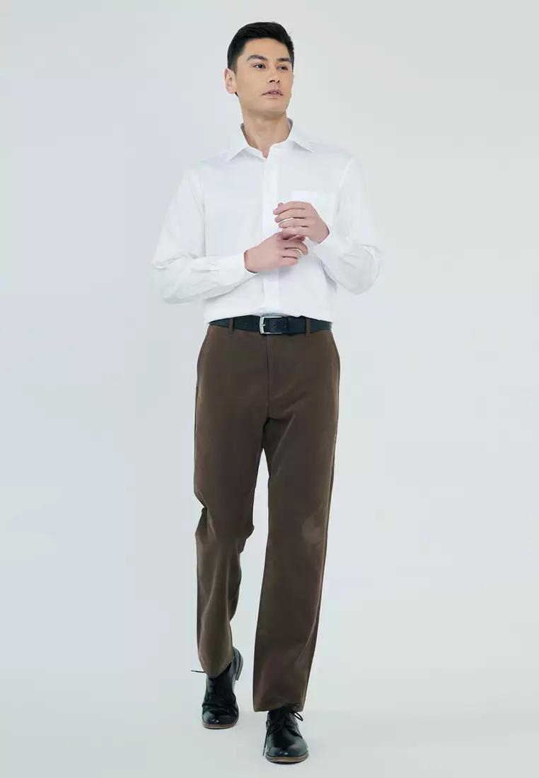 White Satin Finish Button-Up Dress Shirt