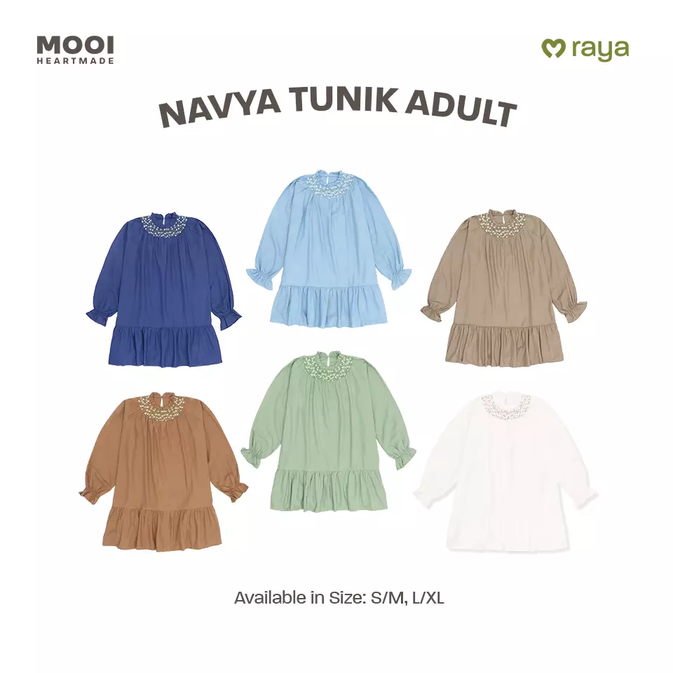 Mooi Tunik Wanita Atasan Wanita Raya Collection Navya Tunic - Dusty Blue