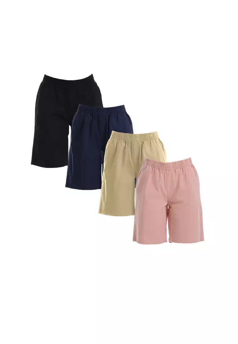 Ladies Elastic Waist Bermuda Shorts - 865116-59LotusPink