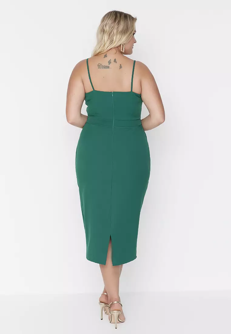 Plus Size Fitted Asymmetrical Midi Dress