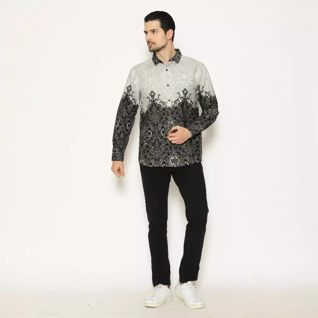 AMK Kemeja Batik Pria Lengan Panjang SHB Aru L/S Grey