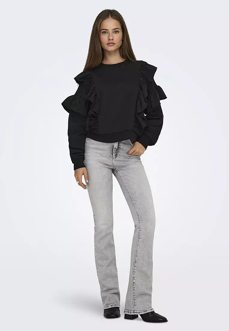 Long Sleeve Flounce Sweater