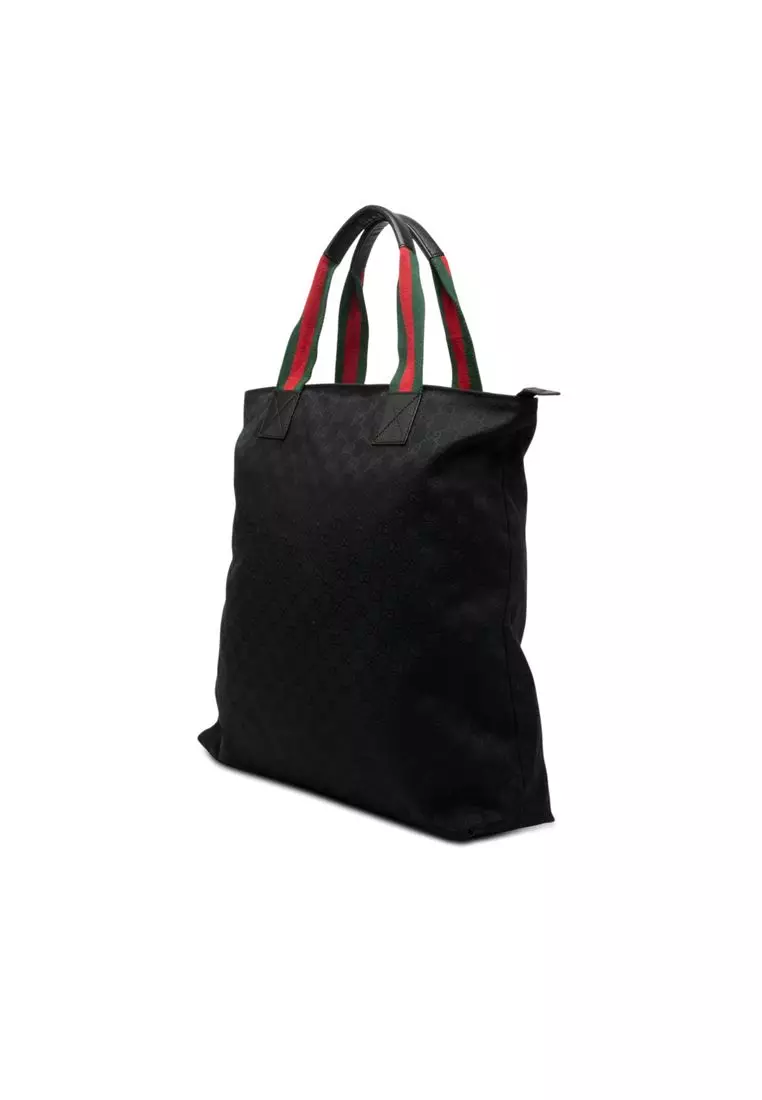 Pre-Loved Gucci Gg Canvas Web Vertical Tote