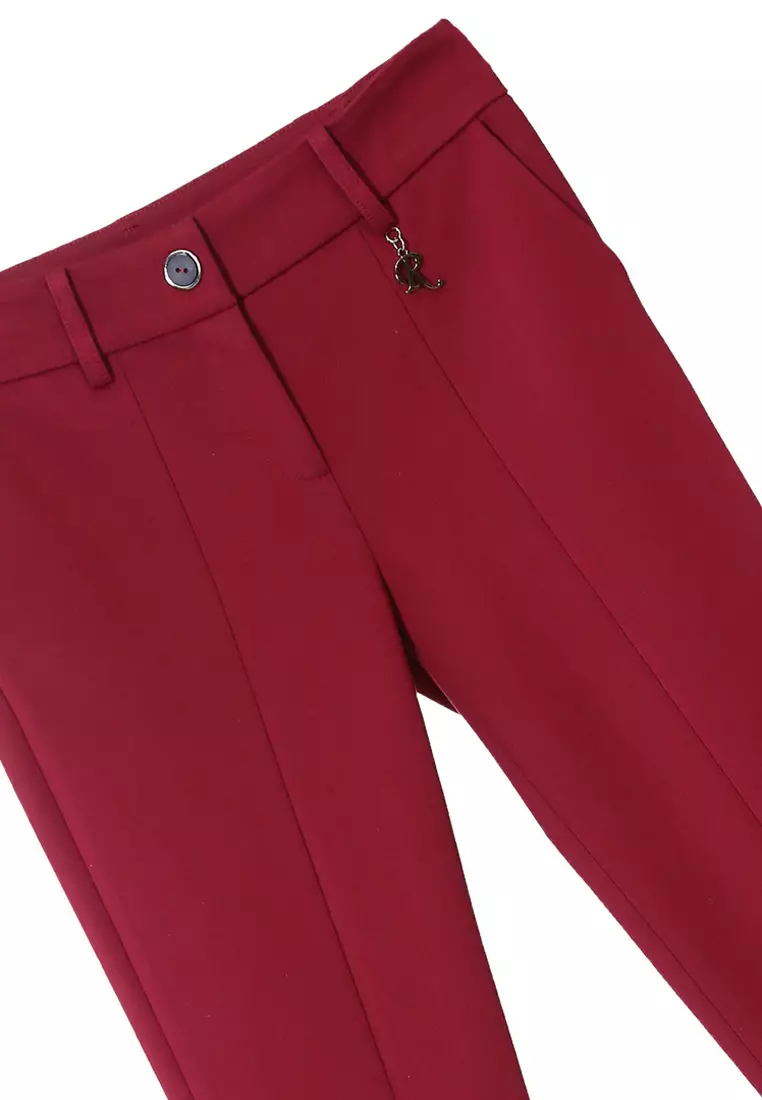 Front Slit Slim Fit Maroon Pants