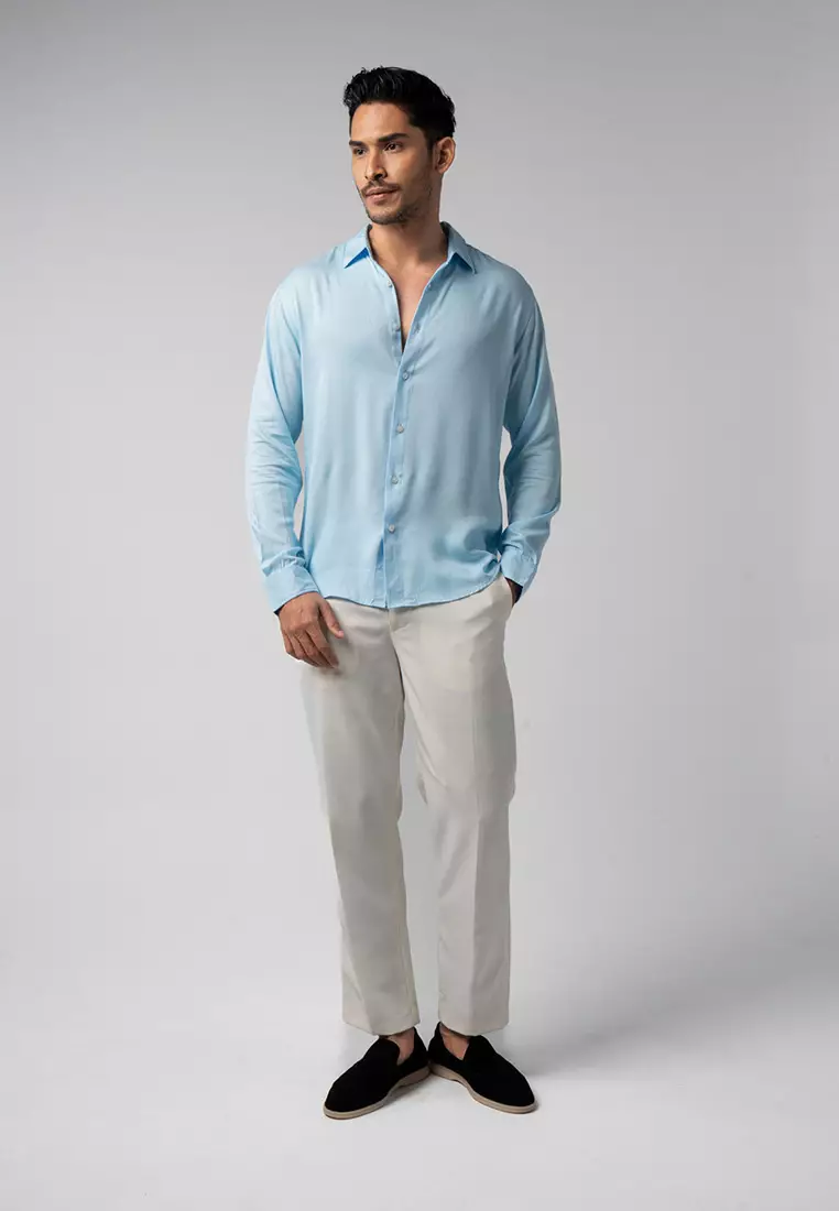 Viscose Soft Blue LS Casual Shirt
