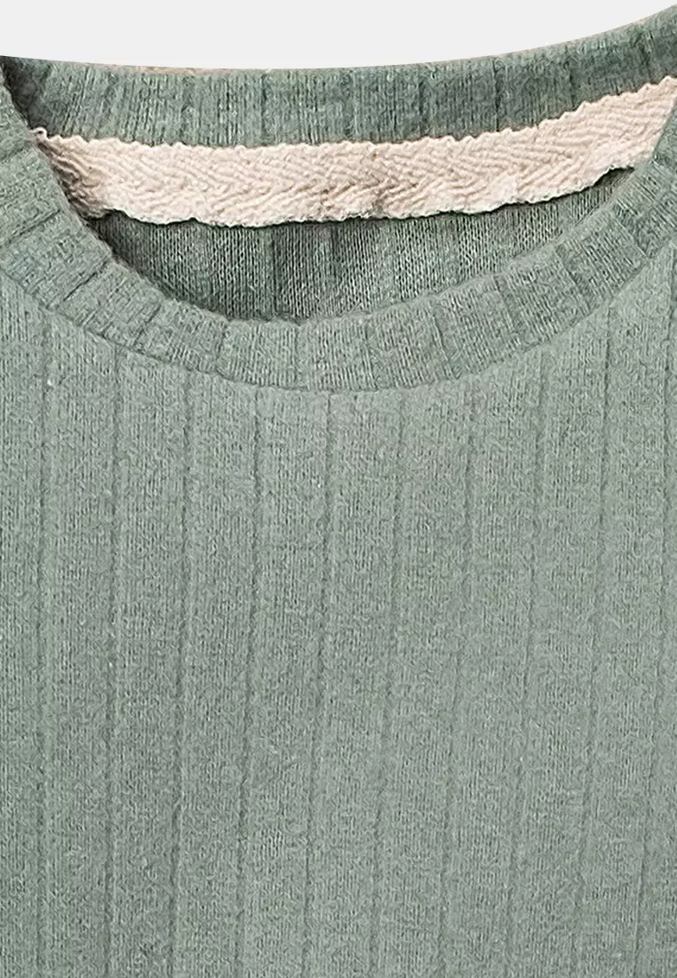 Mint 3-Piece Ribbed Set For Baby Girl - Tkdaw25Au00176