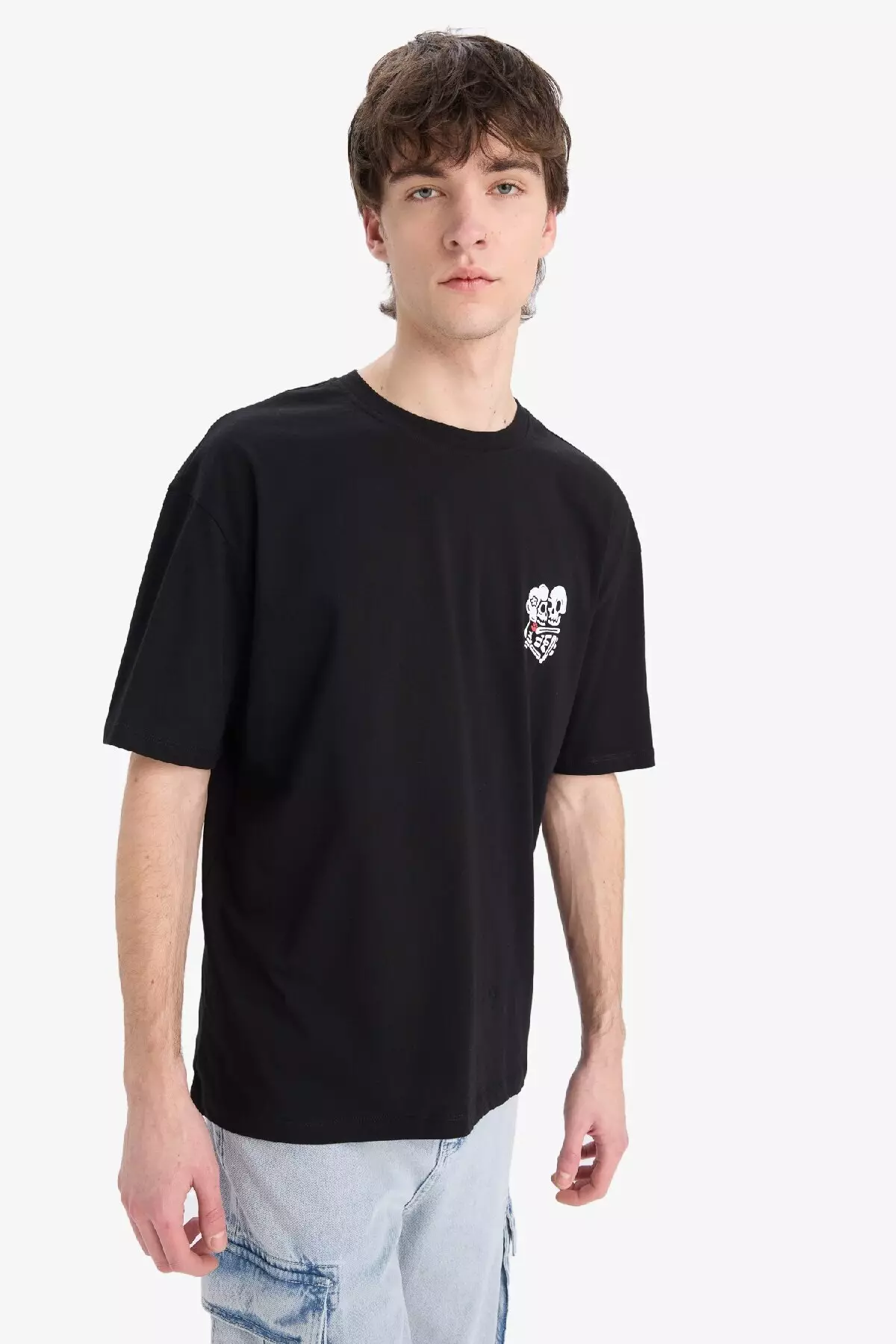 100% Cotton Oversize Wide Fit Crew Neck Back Printed Short Sleeve T-Shirt Z3079Az25Sm