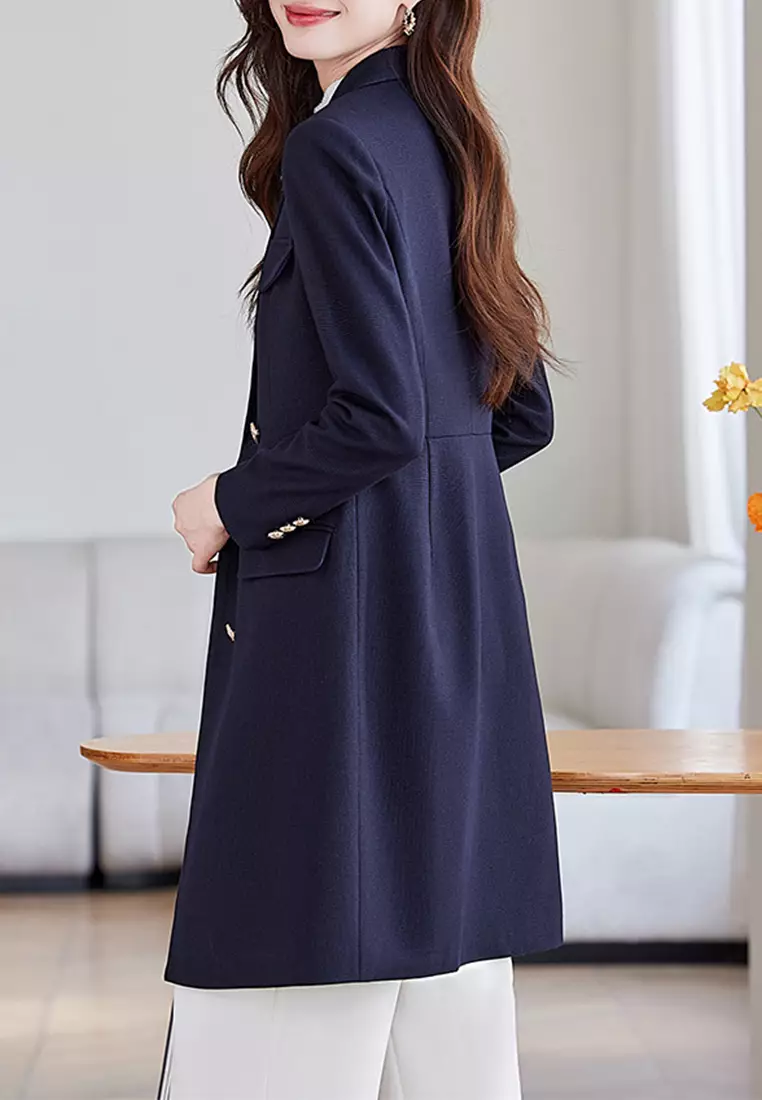 Slim Cut Blazer-style Trench Coat YGH-EM6631