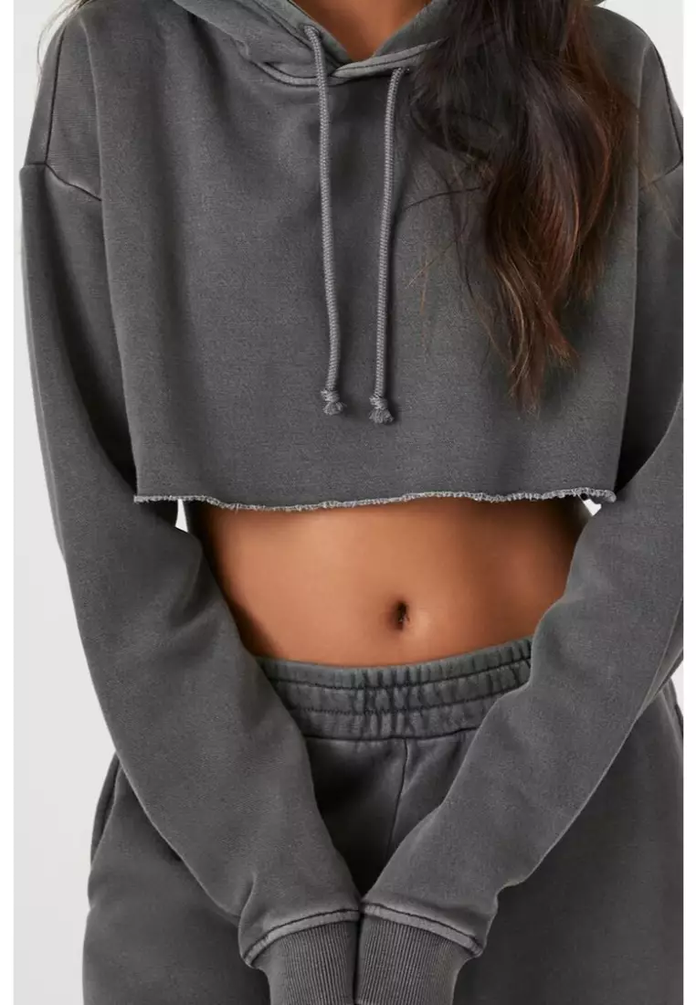 Buy FOREVER 21 Fleece Cropped Hoodie 2024 Online