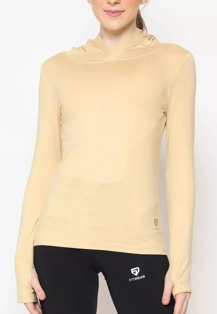 Fitwear - Kaos Olahraga Wanita ATALIA BASIC HOODIE LS - LATTE