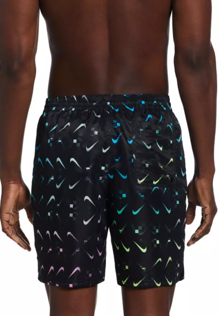 Nike swimming swoosh print hot sale lap short in black