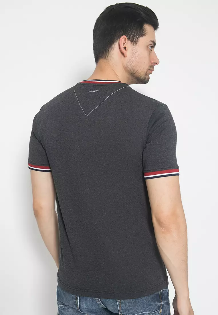 Johnwin - Kaos Casual - Motif Polos - Hitam - Slim Fit - ATS.622.M354.03.C-S/S