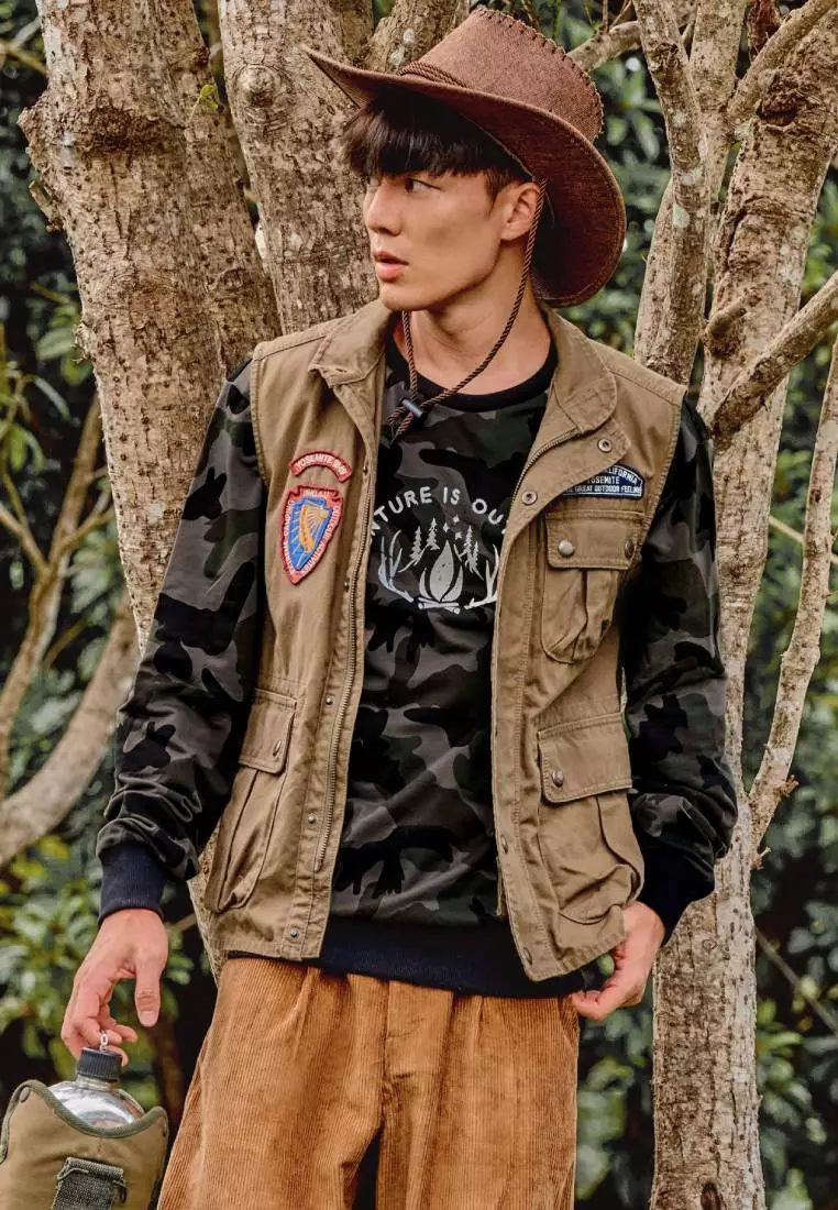 迷彩印花大學T《KL1206》