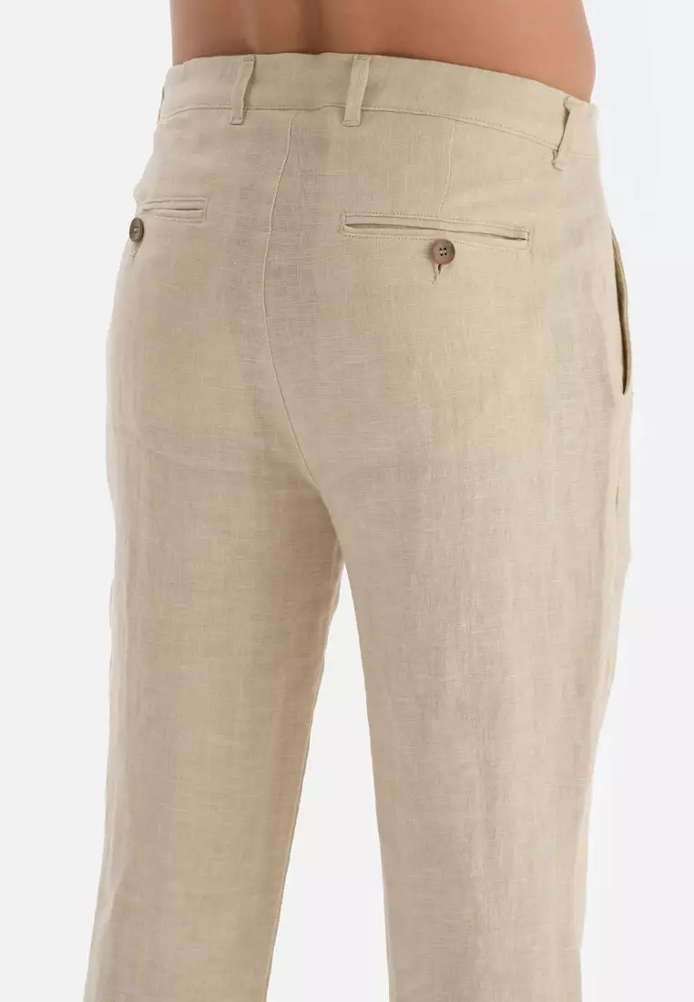 Beige Trousers, Long Leg, Beachwear for Men