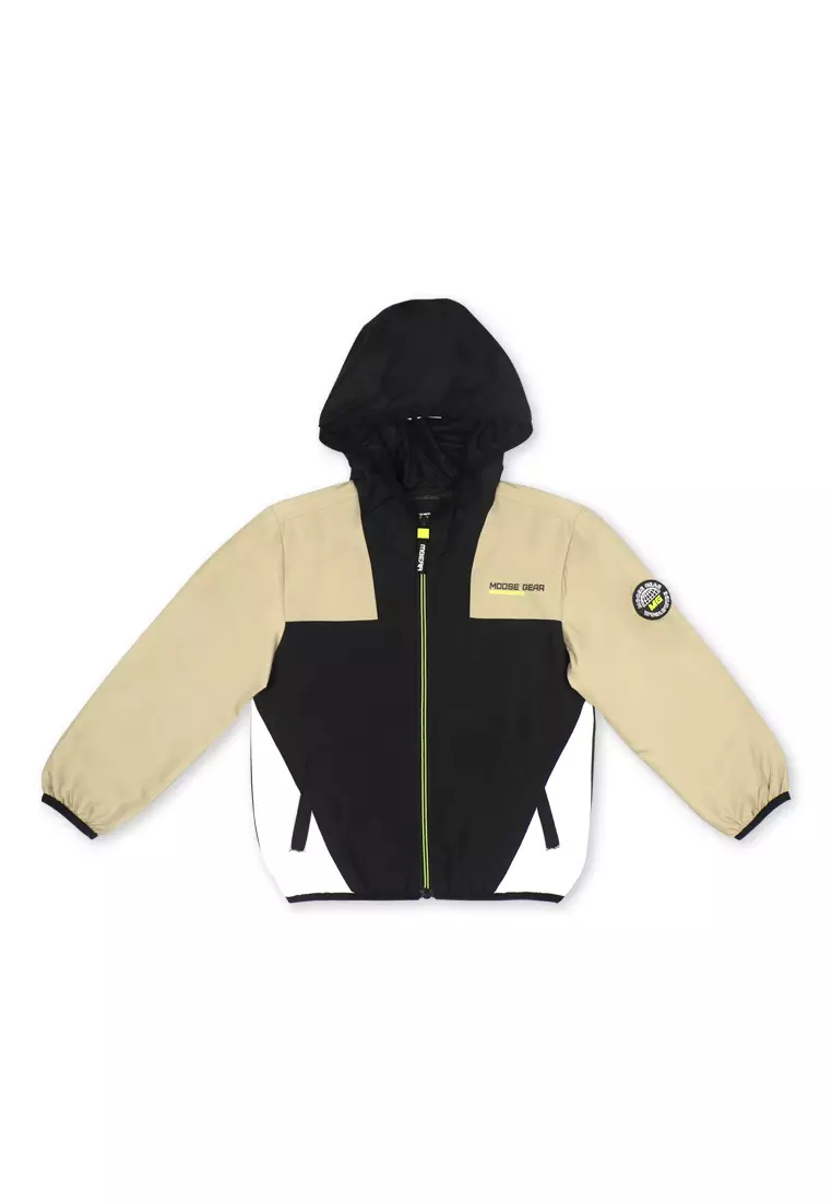 Boys Jacket Combi with Hood and Print Details