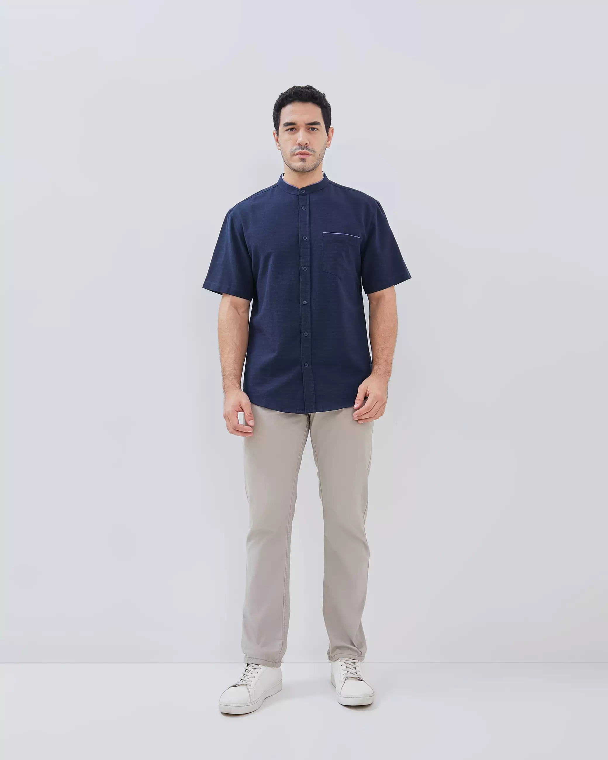 AMK Kemeja Koko Pria Lengan Pendek KK Zaltan S/s Navy Blue