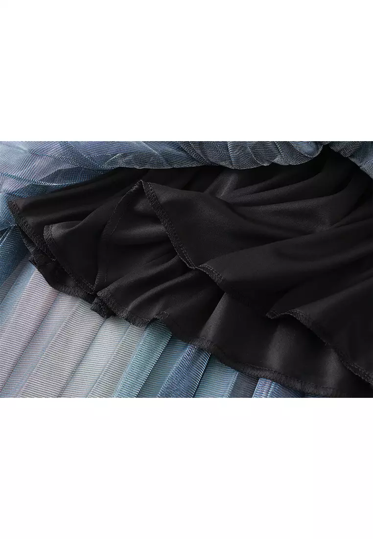 Gradient Rainbow Mesh Maxi Skirt AF0859