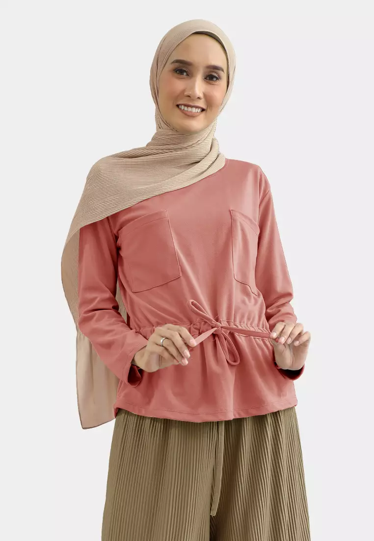 Zelena - Kira Blouse Tali Serut | Atasan Wanita Lengan Panjang - Candy Pink