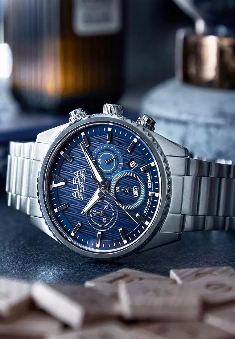 Jam alba sales 10 bar chronograph
