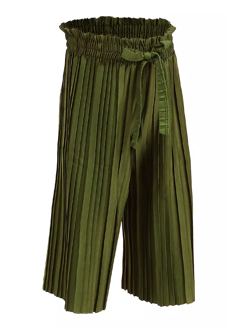 Yocelyn Kulot Plisket Anak Perempuan Motif Polos Kid Long Pants Material Hyget ORIGINAL - Army Green