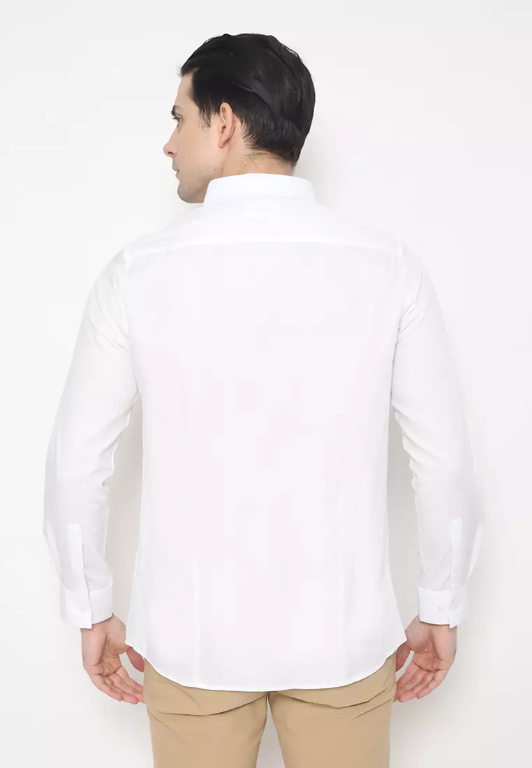 Jobb Bassein Kemeja Pria Lengan Panjang Slim Fit Putih