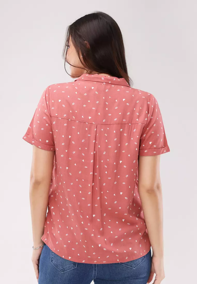 Woven Printed Rayon Short Sleeves Blouse