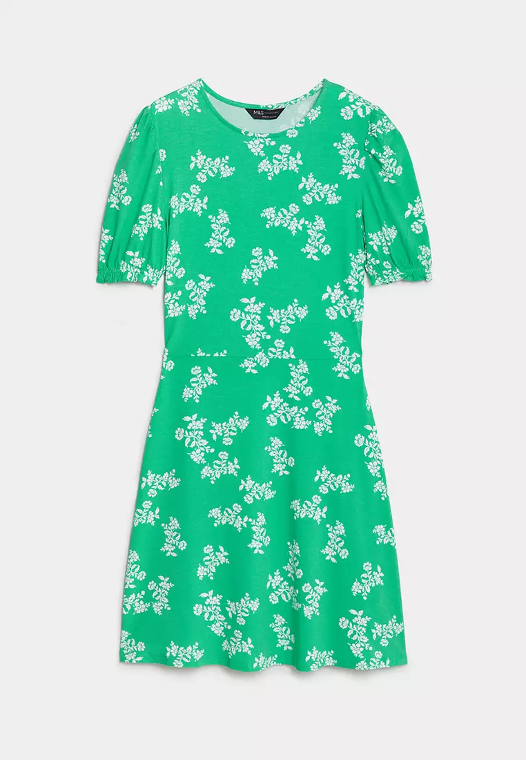 Jersey Printed Mini Skater Dress