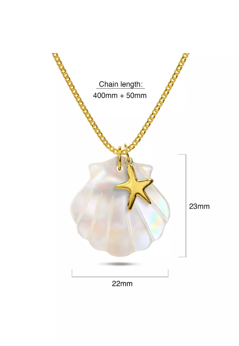 Pearl Shell & Gold Starfish Necklace