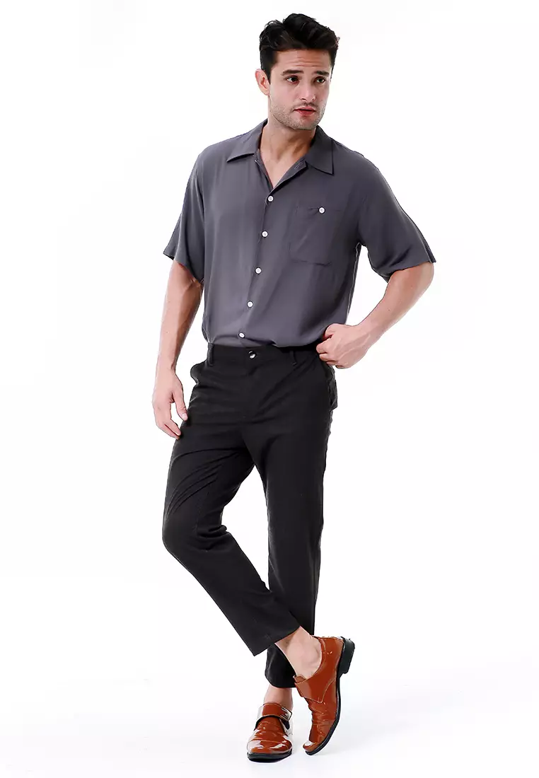 Nemanja Celana Panjang Tartan Pria Long Pants Slim Fit Material Cotton ORIGINAL - Dark Gray Black