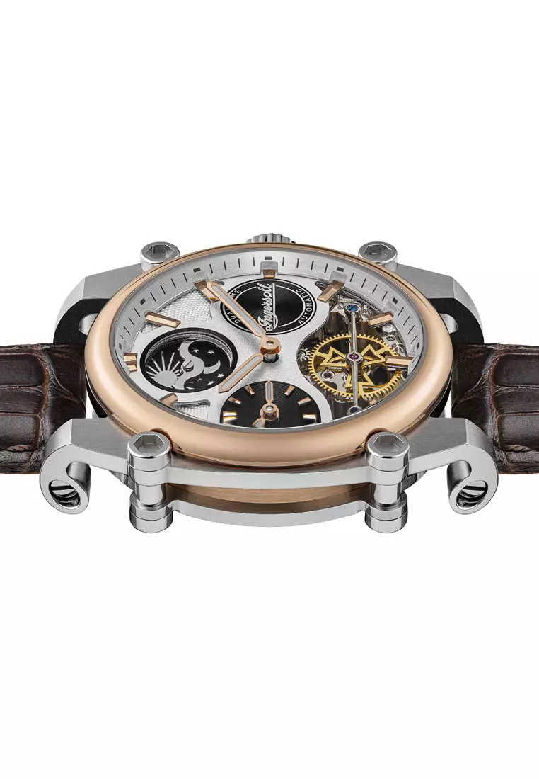 (FREE GIFT) Ingersoll The Varsity Brown Leather Analog Automatic Watch For Men INI15401 IC001GW-GWP