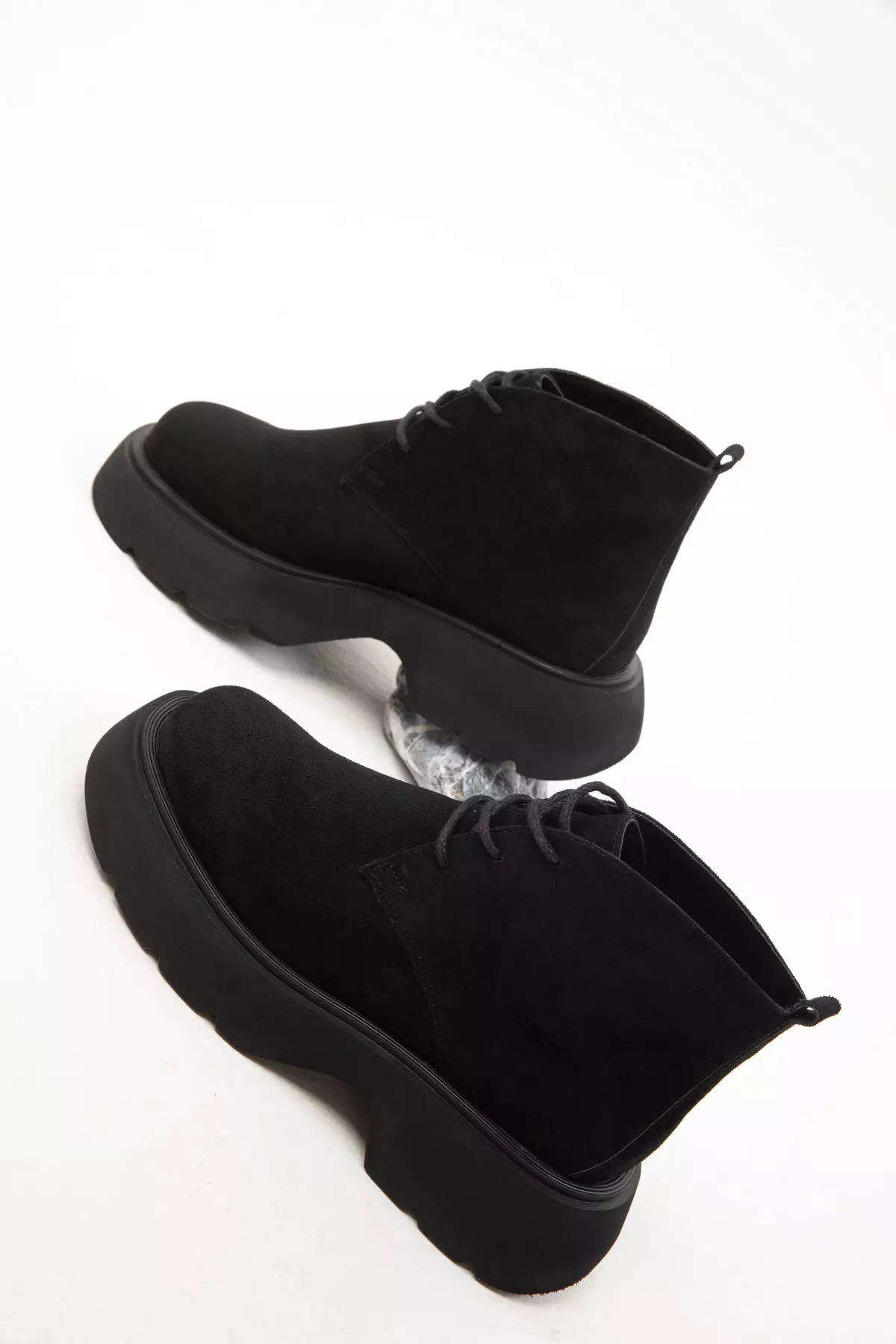 Black Suede Women's Boots - 19928 Model Bootie