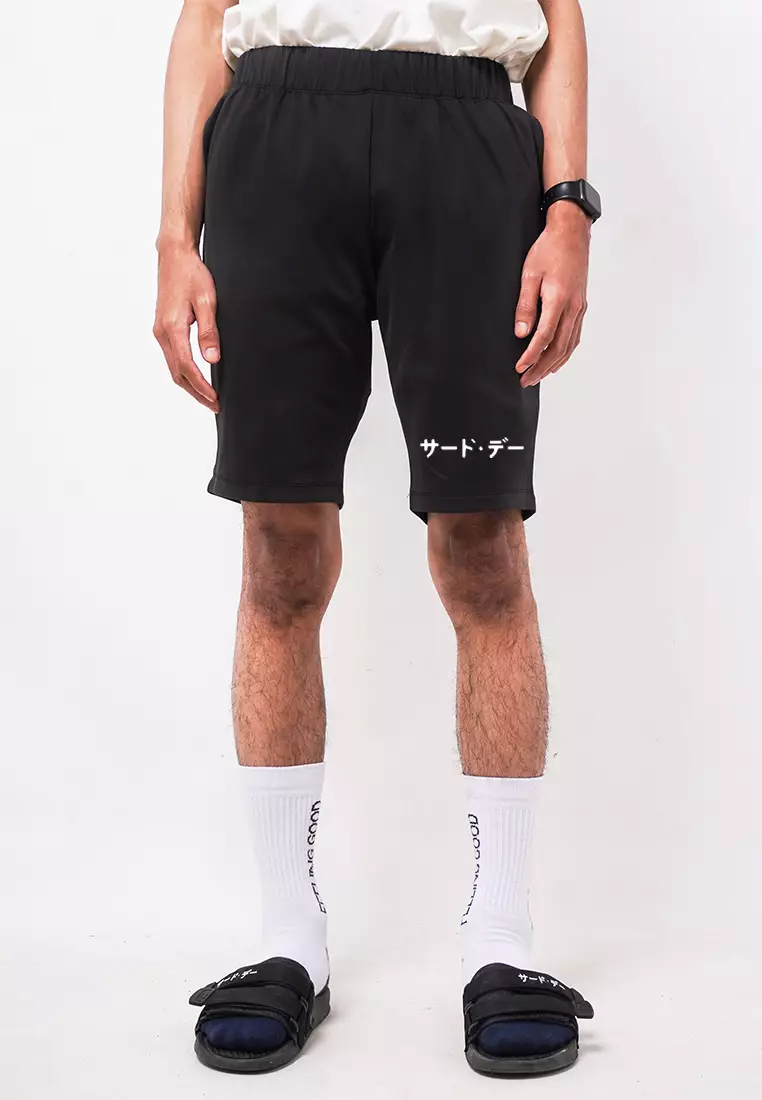 MC017 Celana Pendek Pria Scuba Katakana Black