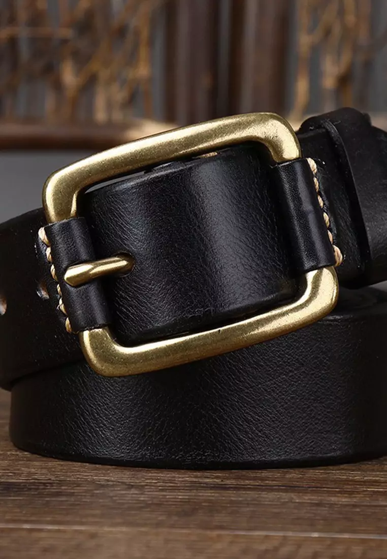 Vintage, Accessories, Woven Black Leather Braided Belt Brass Buckle  Unisex Mens Womens Split Leather