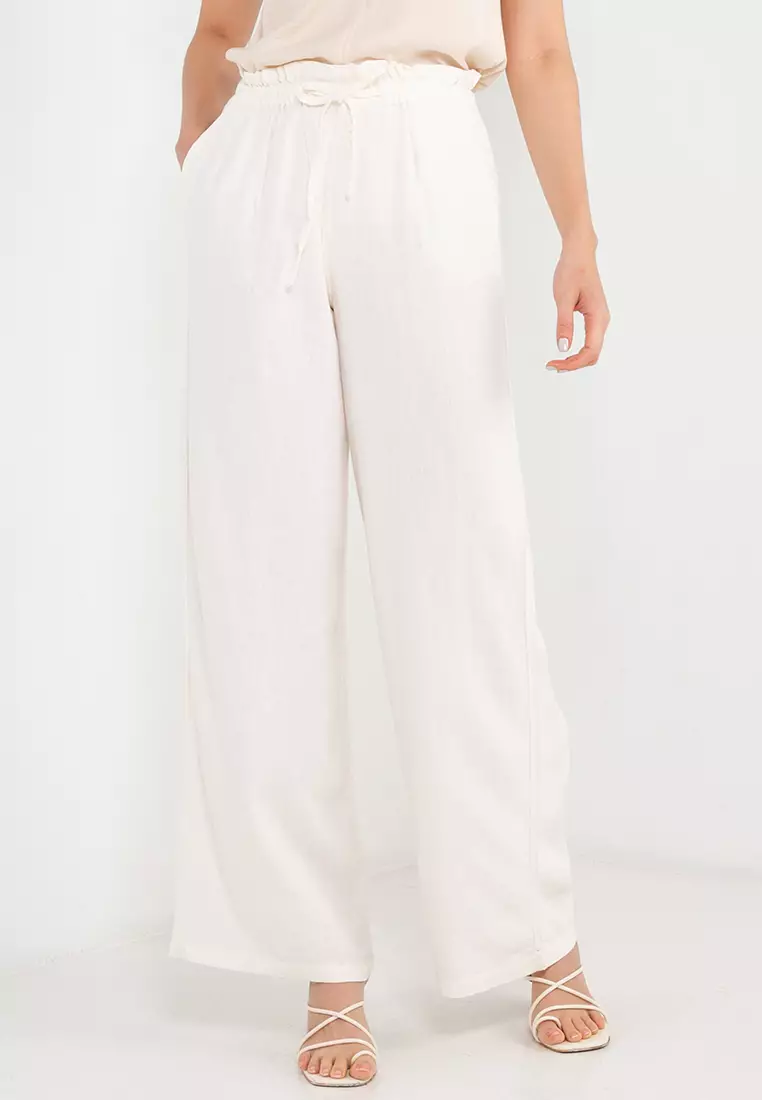 White wide sales leg beach pants