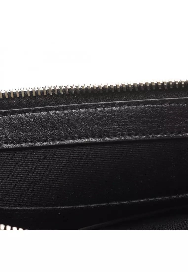 Pre-Loved SAINT LAURENT PARIS RIVE GAUCHE Liv Gauche Clutch bag canvas leather ivory black