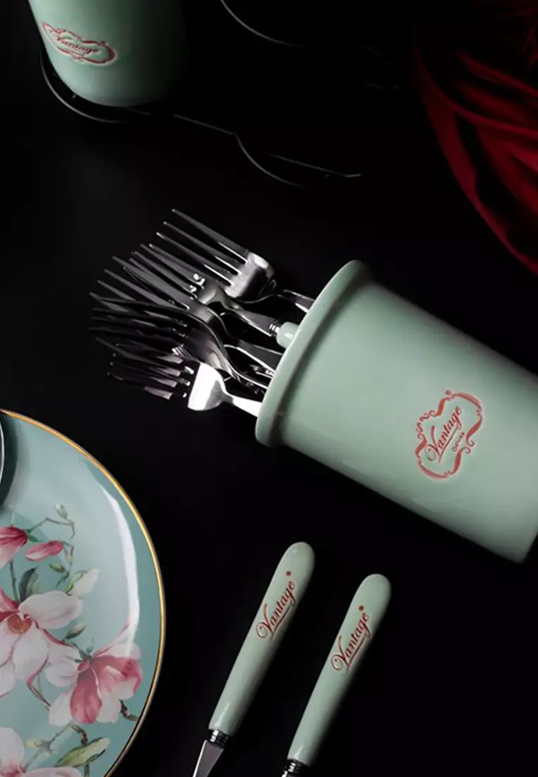 Buy Vantage Vantage 24 Pcs Stainless Steel Porcelain Cutlery Set with