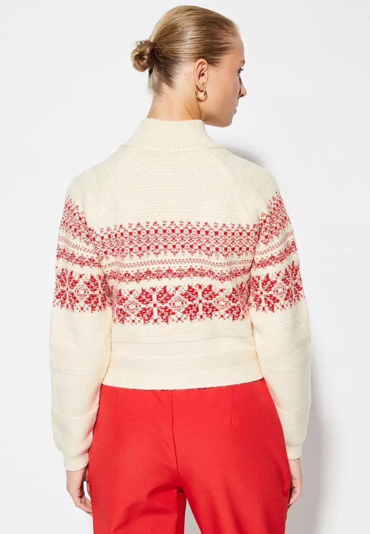 Turtleneck Sweater Knit Textured Pattern