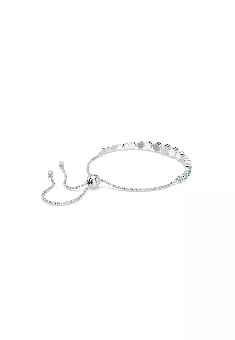 Imber Tennis bracelet, Mixed round cuts, Blue, Rhodium plated