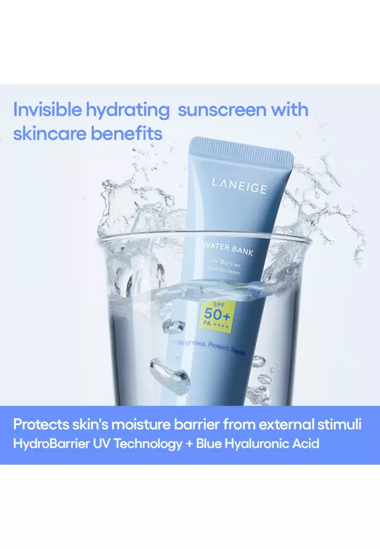 [New Launch] Laneige Water Bank UV Barrier Sunscreen SPF 50+ PA++++ - 50ML (Buy 1 Gift 2) Set -  Protects & Repairs Moisture Barrier , Mild Sunscreen, Lightweight Formula, No Whitecast