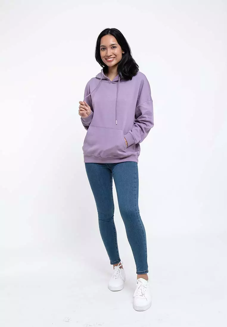 Forest Ladies Oversized 250GSM Premium Weight Cotton Loose Fit Oversized Hoodie Women Sweatshirt Jacket - 822194-76SmokePurple