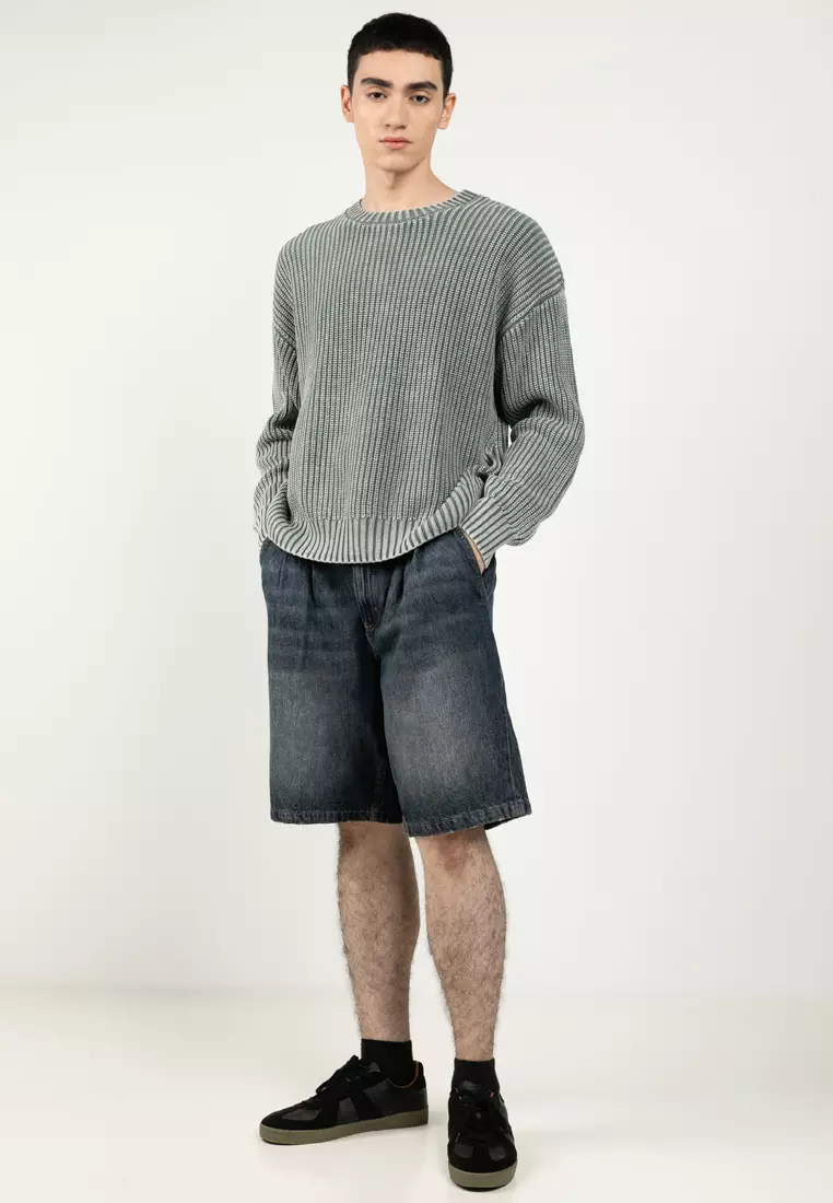 Washed Box Fit Crew Knit Sweater