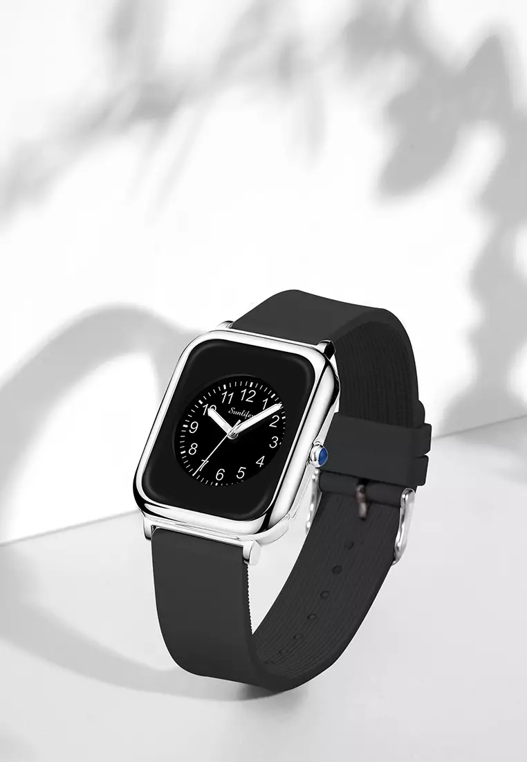 Jam Tangan Wanita Original Anggun Santai Wanita Tali Silikon Jam Tangan Cewek 9416-1 black