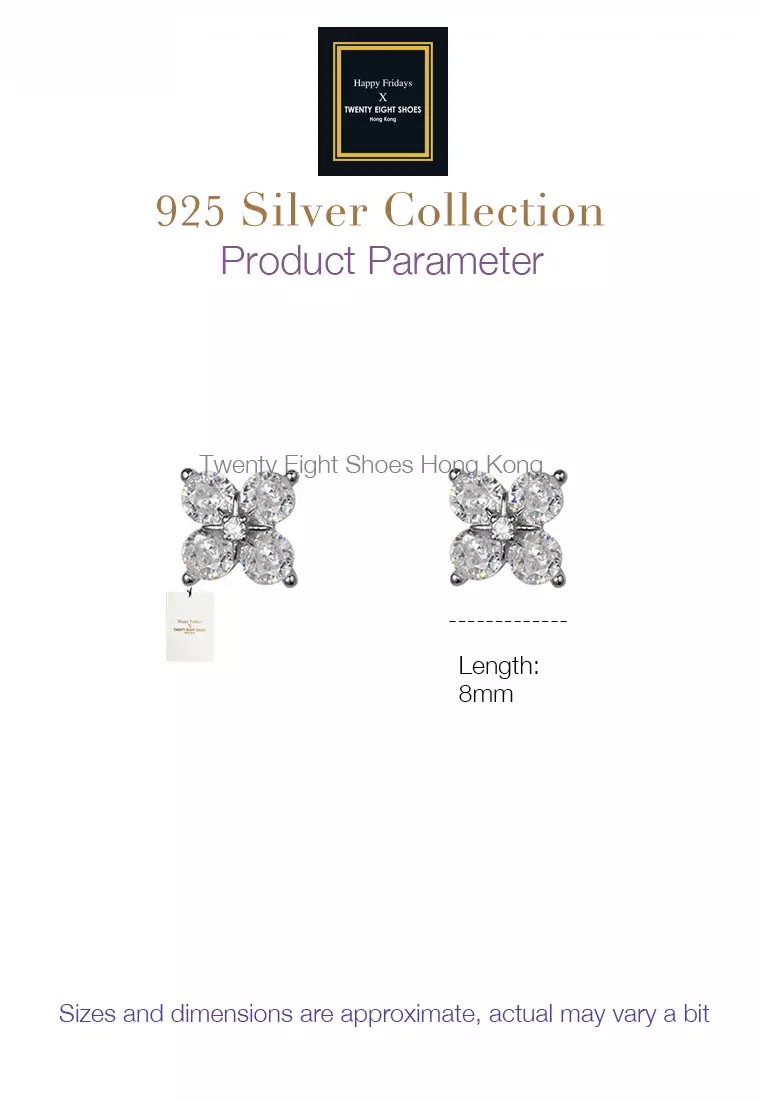 925 Silver Zircon Floral Earrings JW AR-M05402