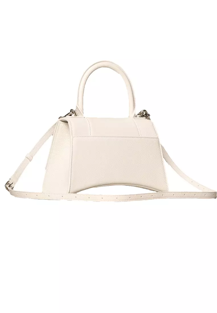 Hourglass Mini Leather Crossbody Bag in White - Balenciaga