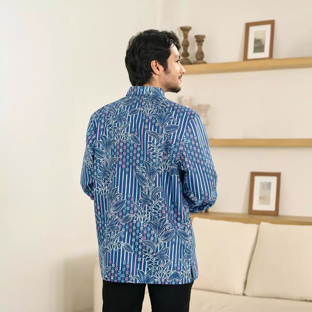 ZM Zaskia Mecca - Ralton Blue | Kemeja Koko Pria Panjang | Primadona Series Lilya Raya