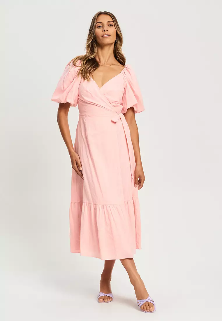 Pale pink shop wrap dress