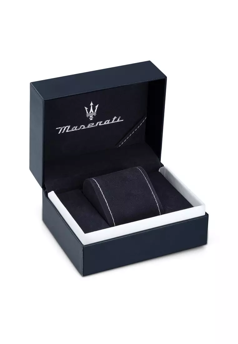 【2 Years Warranty】Maserati Sfida 44mm Black Dial Men's Quartz Watch R8853140005 With Luminous Dial Hands