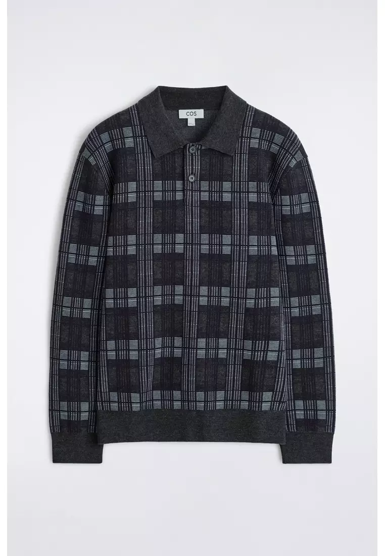 MERINO WOOL-JACQUARD POLO JUMPER