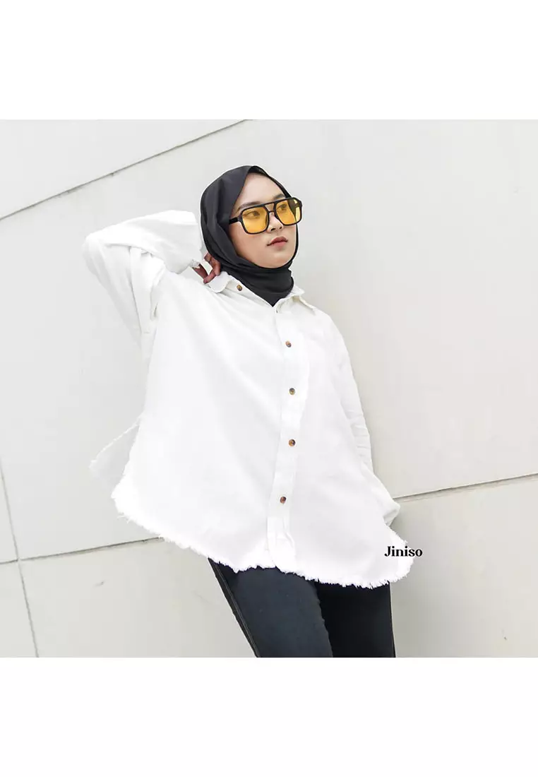 Kemeja Denim Raw Oversize Unisex HYPER ACTIVE