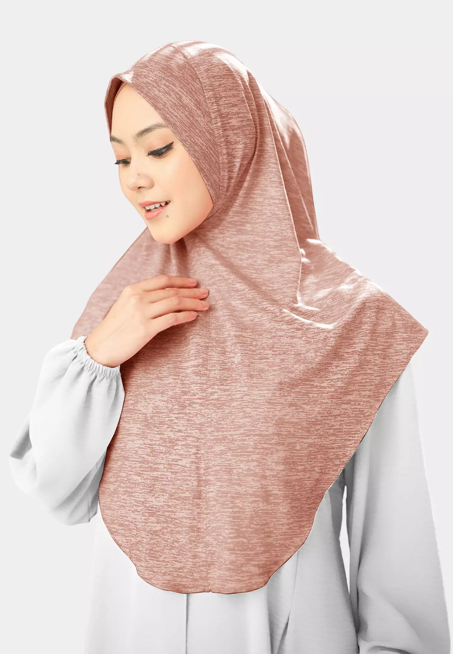 Cotton Bee - Gyra Instan | Bergo Jersey Tekstur - Peach Dust